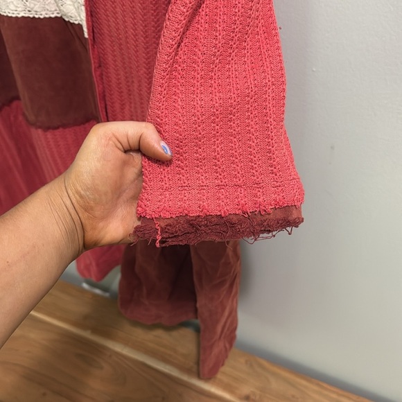 POL Brick Red & Coral Mixed Media Coat Jacket M - Picture 6 of 9